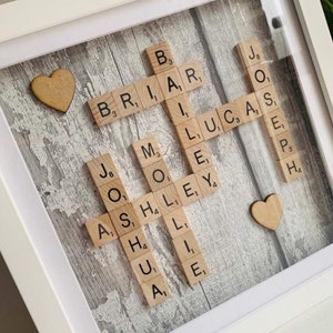 Scrabble pictures  scrabble frame  personalised scrabble picture frames family gifts  scrabble picture frame new home gift