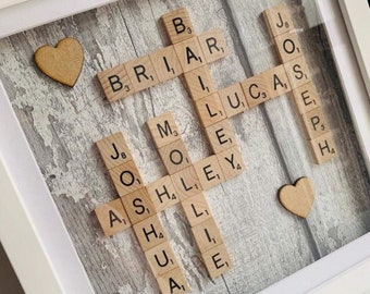 Scrabble pictures  scrabble frame  personalised scrabble picture frames family gifts  scrabble picture frame new home gift