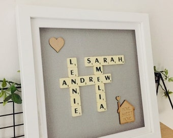 Large personalised Scrabble Picture Frame , scrabble wall art , scrabble frame , scrabble picture , new home gifts