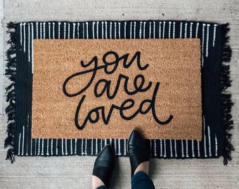 You Are Loved Welcome Mat | Door Mat | Hand Painted | Housewarming Gift | Wedding Gift | Outdoor Doormat