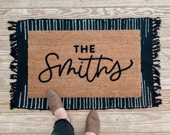 Custom Family Name Welcome Mat | Door Mat | Hand Painted | Housewarming Gift | Wedding Gift | Outdoor Doormat