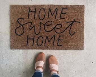 Home Sweet Home Welcome Mat | Door Mat | Hand Painted | Housewarming Gift | Wedding Gift | Outdoor Doormat