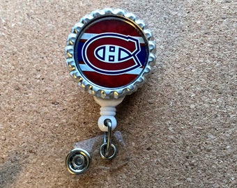 Montreal Canadiens hockey badge reel retractable spring clip ID holder