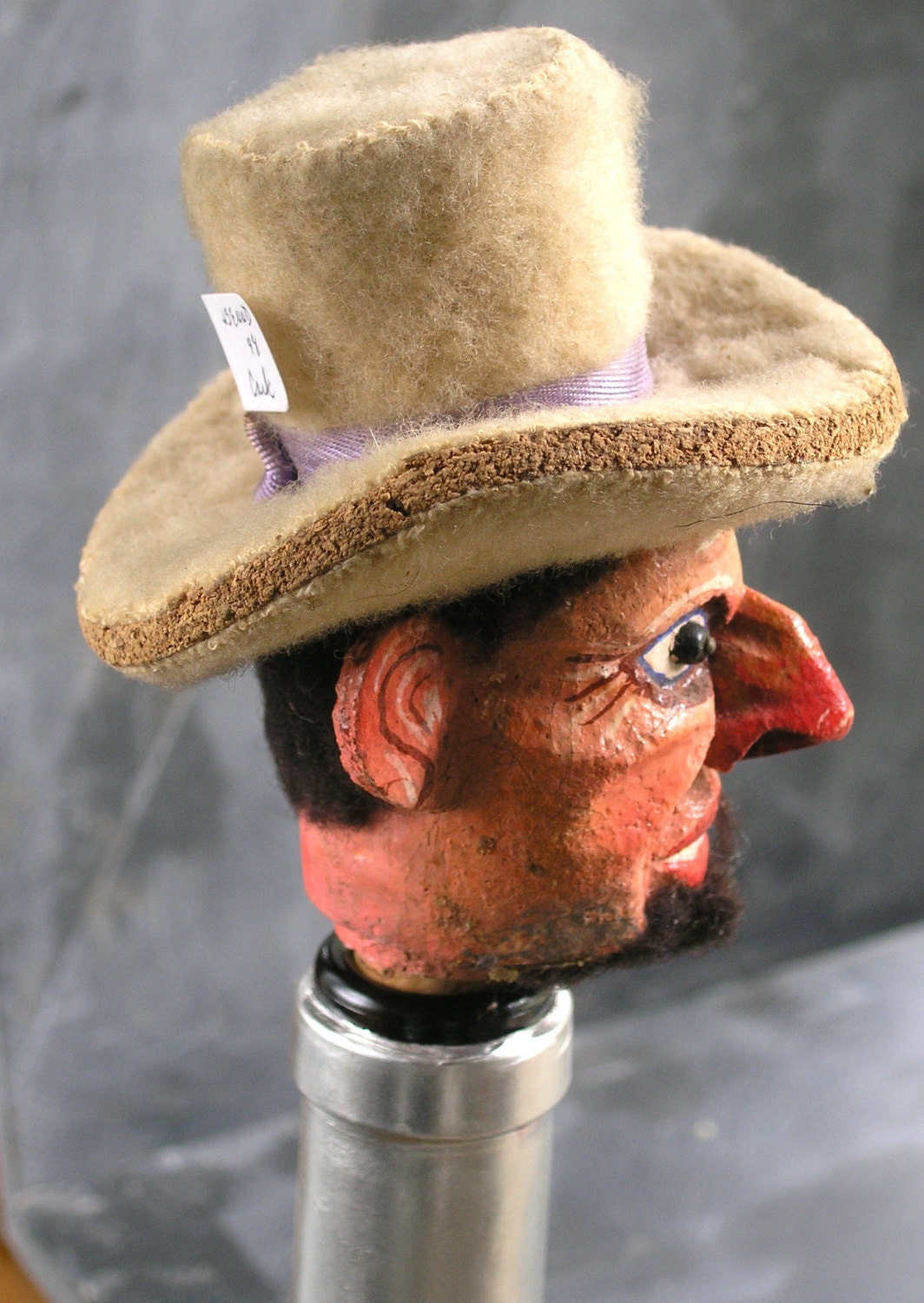 Vintage paper mache large head of cowboy/caballero cork with Etsy