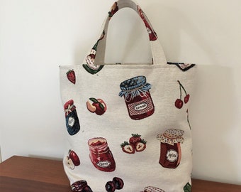 Jars/Preserves Tote Bag, Market Bag, Fully lined, All Cotton, Shopping Bag, Beach Bag, Fabric Bag, Bag, All purpose Bag.