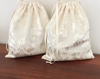 2 Cream Lingerie Bags, Underwear Bag, Bra Bag, Knickers Bag, Stocking Bag, Travel  Bag, Accessory Bag, Sock Bag, All purpose Bag,