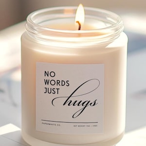 Personalized Sending You Hugs Candle Sympathy Gift for Her, Gift for Friend, No Words Just Hugs in A Jar, Thinking of You, Get Well Soon G72