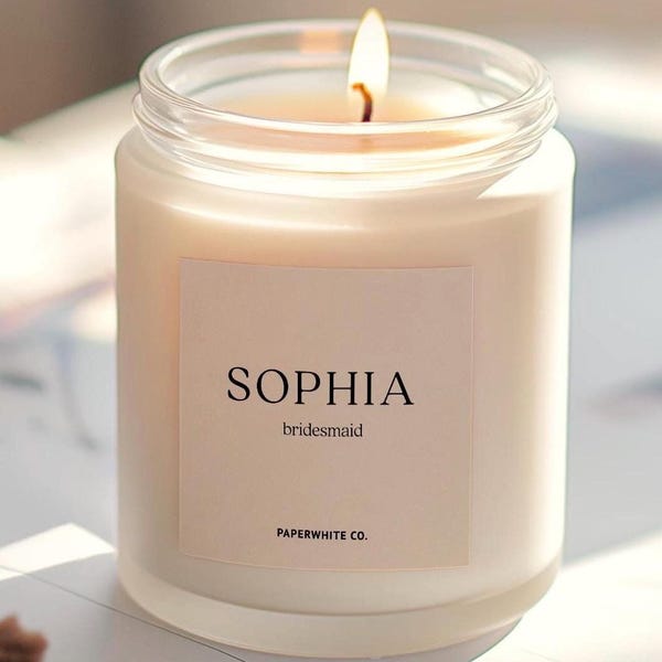 Bridesmaid Personalized Candle, Custom Name Bridesmaid Gift, Bridesmaid Proposal Ideas, Bridesmaid Ask Wedding Party Bridal Party Gifts W50