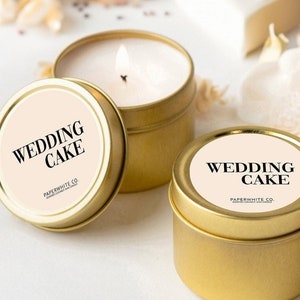 Bridesmaid Candle Wedding Cake Candle Bridesmaid Gifts Small Candle Bridal Party Gifts Bridesmaid Proposal 4 Oz Gold Tin Candle Favors W12