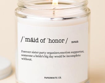 Sister Maid of Honor Proposal Candle, Personalized Bridal Party Gift W39S
