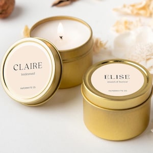 Bulk Mini Candles Personalized Name, Bridal Shower, Rehearsal Dinner, Wedding Favors, Bridesmaid Gift W9