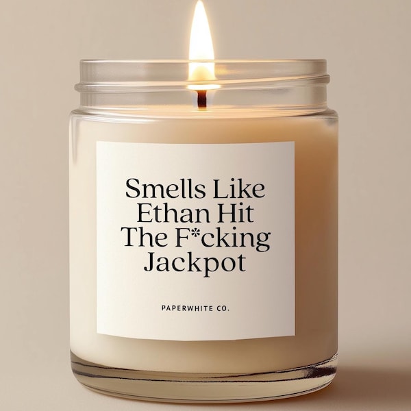 Personalized Engagement Candle, He Hit The Jackpot Funny Engagement Gifts For Couple, Future Mrs Gift Funny Wedding Gift For Bride to Be W85