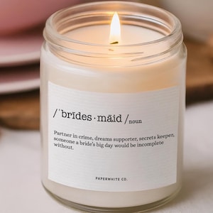Bridesmaids Personalized Gift Bridesmaid Proposal Thank You Candle, Wedding Party Keepsake W38