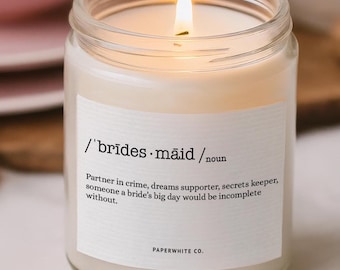 Personalized Bridesmaids' Gift Candle Will You Be My Bridesmaid Ask Gifts W38