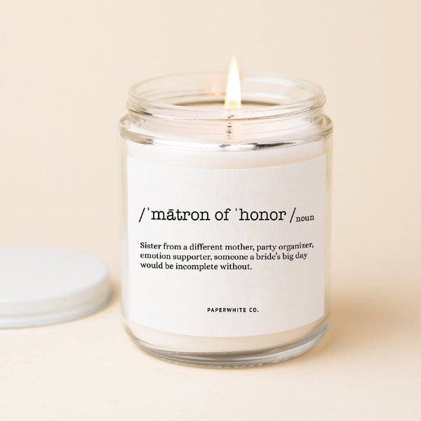 Matron of Honor Candle Matron Of Honor Gift Matron Of Honor Proposal Candle MOH Gift Bridal Party Candle Wedding Gifts Matron of Honor W40