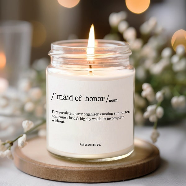 Maid of Honor Candle Maid of Honor Proposal Maid of Honor Gifts MOH Proposal Gift Bridal Party Gifts Wedding Party Candle Maid of Honor W39S