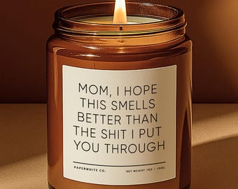 Sarcastic Mother's Day Candle Gift, I Hope This Smells Better Than The Shit I Put You Through Funny Mom Gift AH87