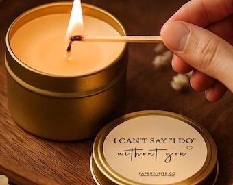 Mini Candle Bridesmaid Proposal Gift, Small Bridesmaid Candle, Unique Bridesmaid Gift, Bridal Party, Wedding Party Favor, Be My BridesmaidW6