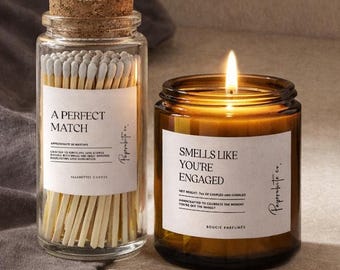 All-Inclusive Engagement Gift Set, Personalized Candle & Matches for Bridal Shower AW54M1