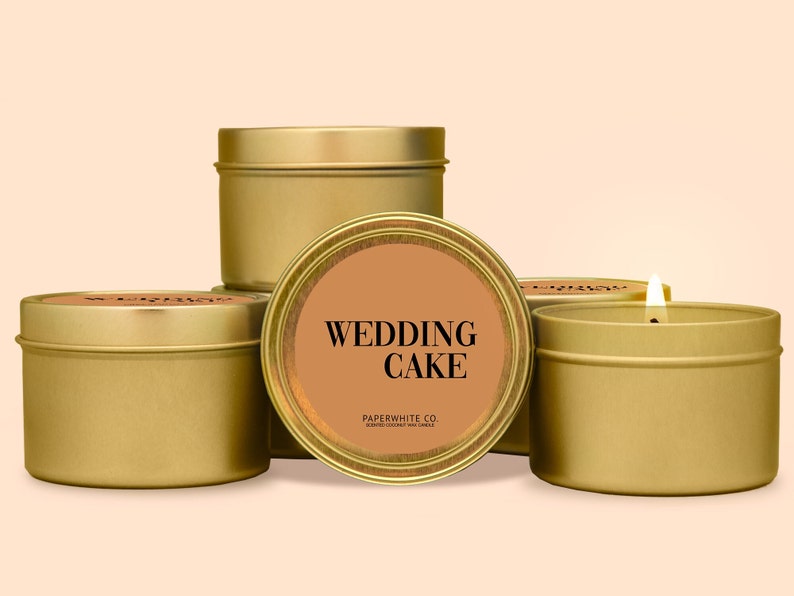 Bridesmaid Candle Wedding Cake Candle Bridesmaid Gifts Small Candle Bridal Party Gifts Bridesmaid Proposal 4 Oz Gold Tin Candle Favors W12 4oz Tin Terra Cotta