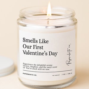 Valentines Gift For Him Valentine Candle Vday Gifts For Him Valentines Gift for Boyfriend Smells Like Our First Valentine's Day Candle F34 image 1