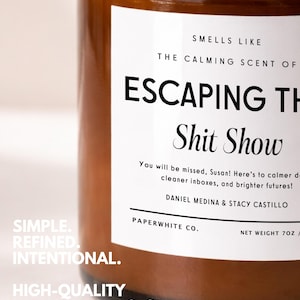 Escaping The Shit Show Funny Retirement Candle Coworker Leaving Gift, Office Farewell, Going Away Colleague New Chapter AH31 image 7