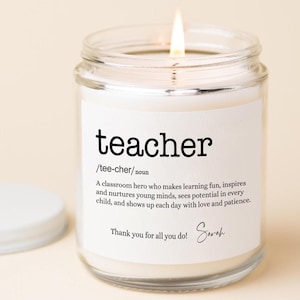 Teacher Gift, Personalized Gift, Thank You Candle, Personalized Candle For Teachers, Thank You Gift, Teacher Definition Candles F75