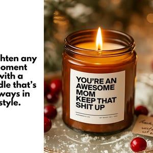 Mothers Day Gifts for Mom from Daughter, Funny Mom Candle for Birthday Gifts New Mom Wife Home Gift Personalized Mother Daughter Candle AG32 image 3