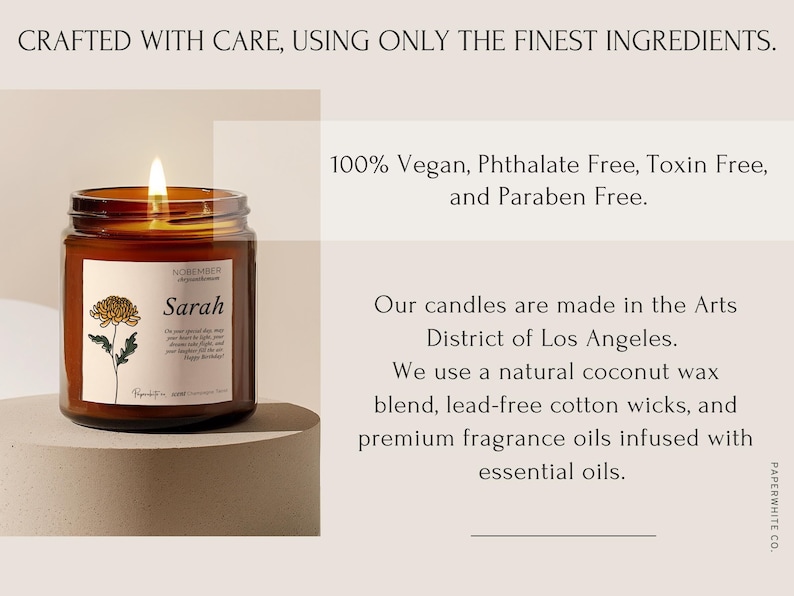 Birth flower gift, Birthday candle, Zodiac candle gift for her