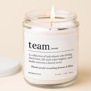 Custom Team Candle, Employee Appreciation Gift for Coworkers, Holiday Thank You Candle for Office Team R3