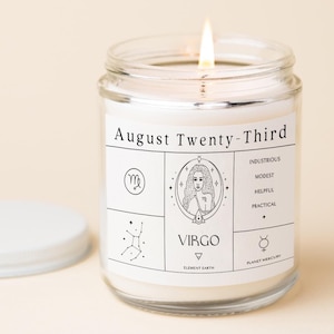 Personalized Birthdate Candle, Custom Birthday Gift, Zodiac Sign Candle, Birth Month Gift For Her Customized Astrology Birthday Candle F67