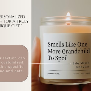 Pregnancy Reveal Custom Gift Candle, Pregnancy Announcement Gift Baby Announcement Candle, Gift for Grandparents for Parents Baby Reveal