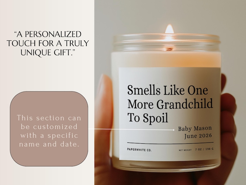 Pregnancy Reveal Custom Gift Candle, Pregnancy Announcement Gift Baby Announcement Candle, Gift for Grandparents for Parents Baby Reveal
