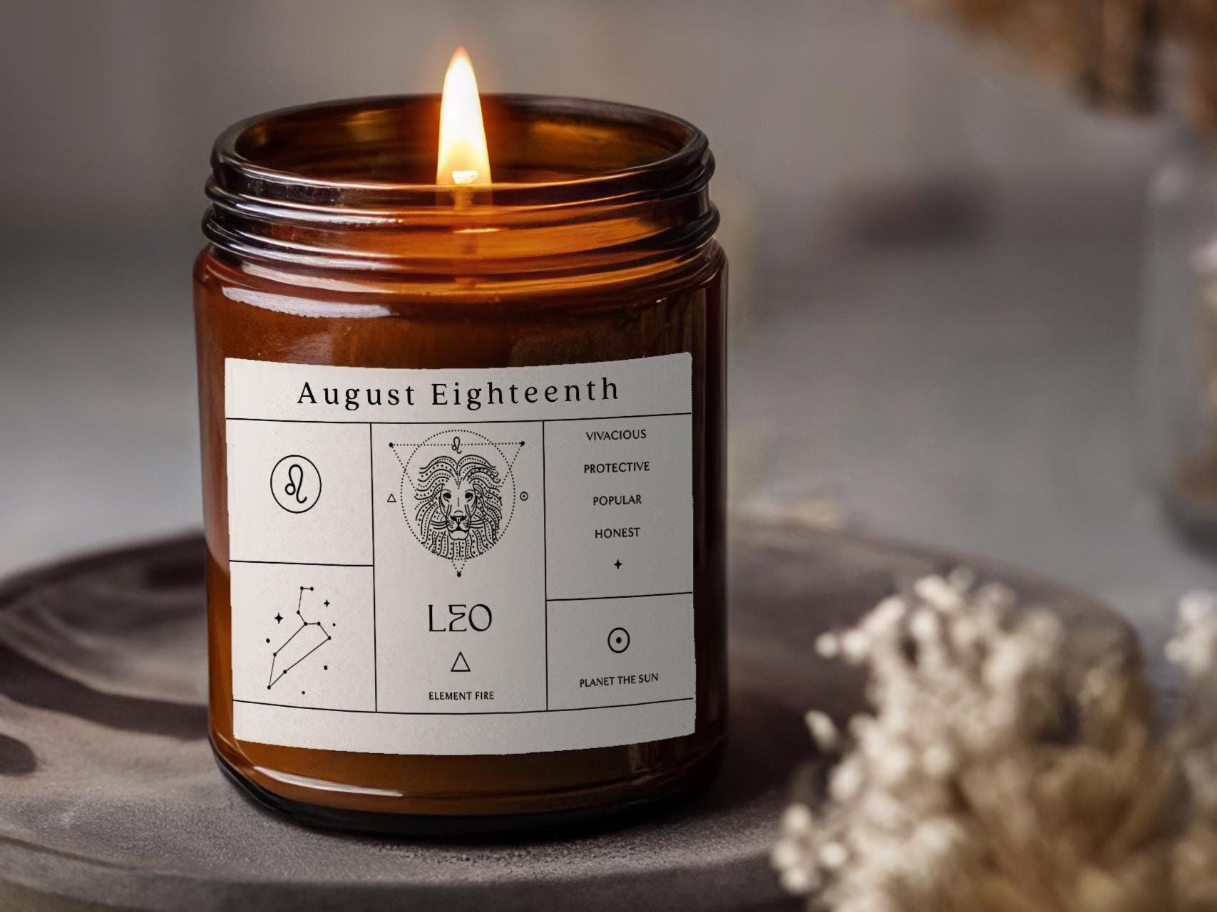 Custom Birthdate Candle, August Birthday Gift For Her, Leo Personalized Zodiac Gifts, Astrology Candle Gift For Friend, Virgo Spa Gifts AF67
