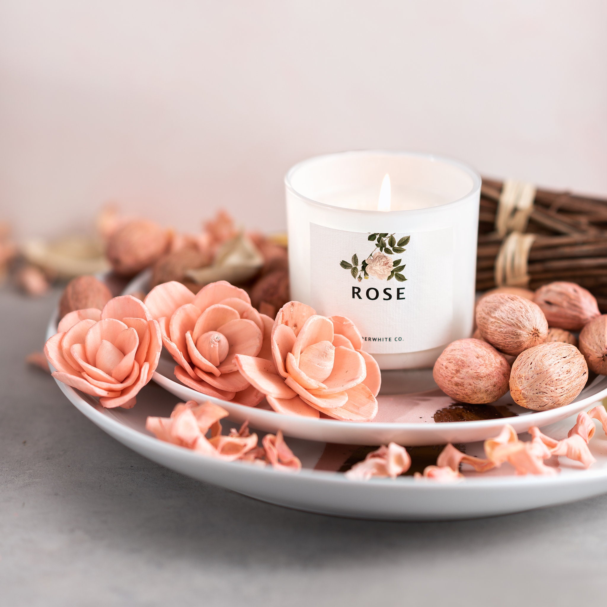 Rose Candle Gift / Rose Scented Candle / Rose Petal Candle / Etsy