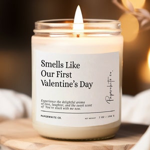 Valentines Gift For Him Valentine Candle Vday Gifts For Him Valentines Gift for Boyfriend Smells Like Our First Valentine's Day Candle F34 Standard (7oz Jar)