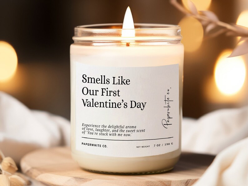 Valentines Gift For Him Valentine Candle Vday Gifts For Him Valentines Gift for Boyfriend Smells Like Our First Valentine's Day Candle F34 Standard (7oz Jar)