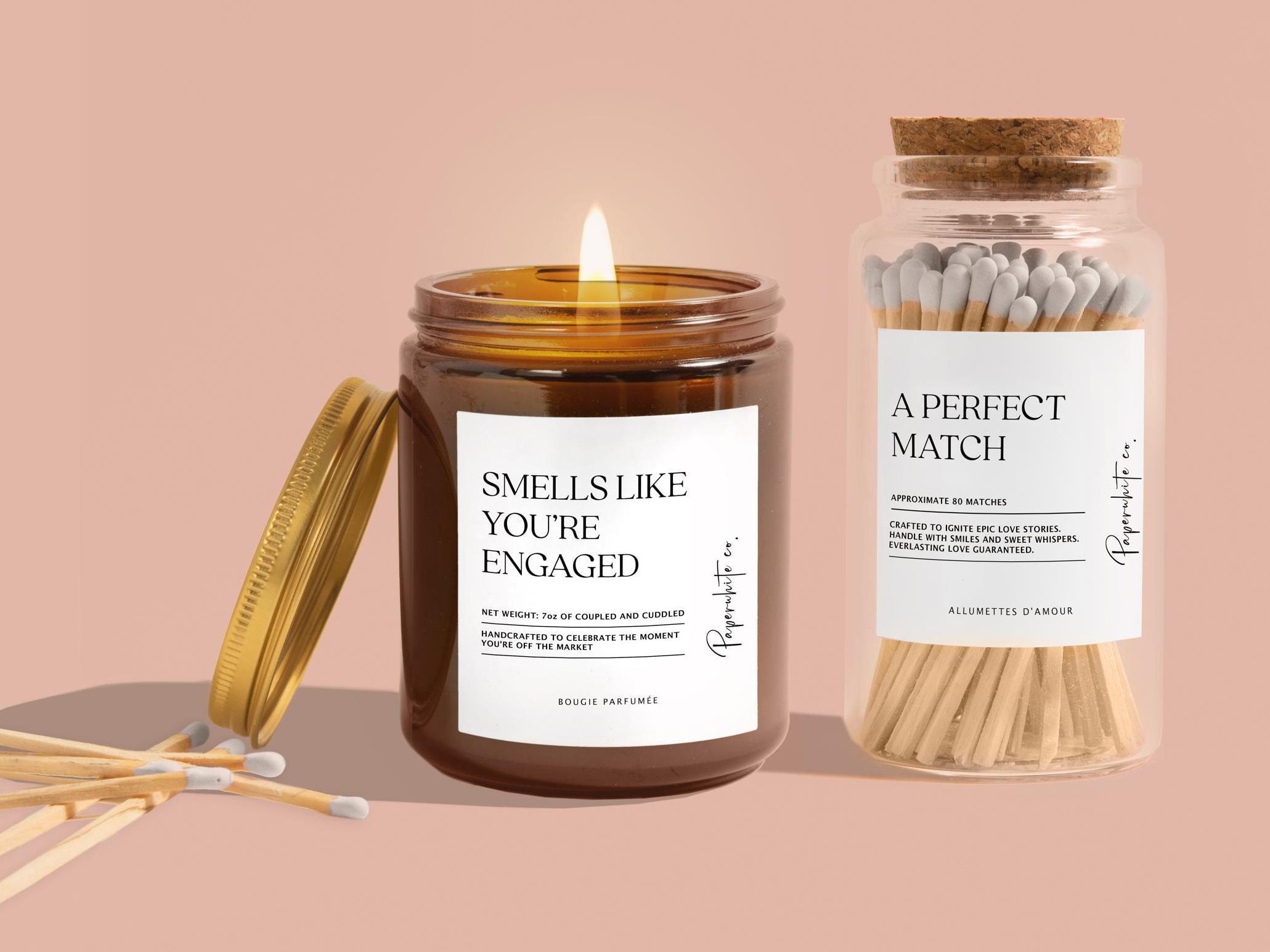 Engagement Gifts For Couple, Engagement Box Gift, Engagement Candle Gift Set, Personalized Engagement Bridal Shower Engaged Couple Gift AW54