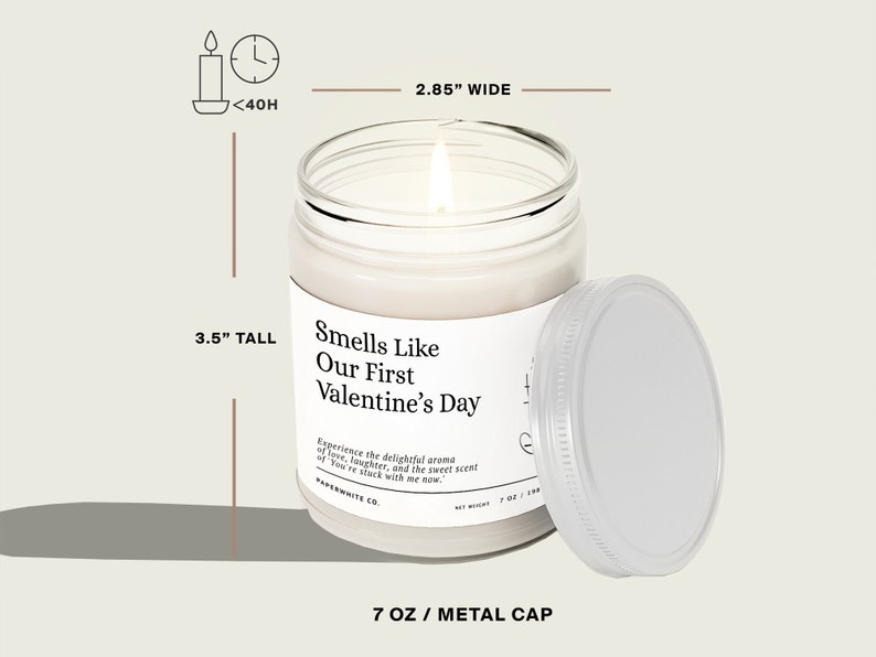 Valentines Gift For Him Valentine Candle Vday Gifts For Him Valentines Gift for Boyfriend Smells Like Our First Valentine's Day Candle F34 image 5