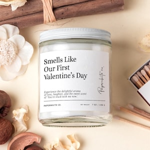 Valentines Gift For Him Valentine Candle Vday Gifts For Him Valentines Gift for Boyfriend Smells Like Our First Valentine's Day Candle F34 image 4
