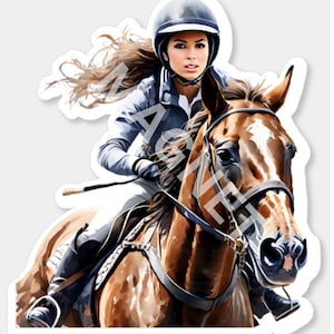 LARGE CAR MAGNET - English Female Horse Rider - for  Car, Truck, Fridge, Trailer - 5.45 x 6.17&quot;