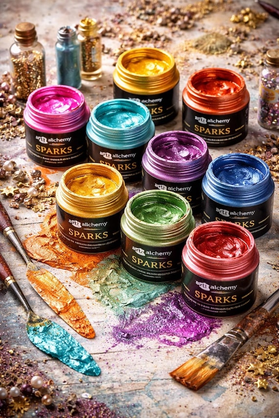 Metallic Paint - Sparks Acrylic Paint - Metallique - Art Alchemy - Metallic Color Guide - Redesign with Prima