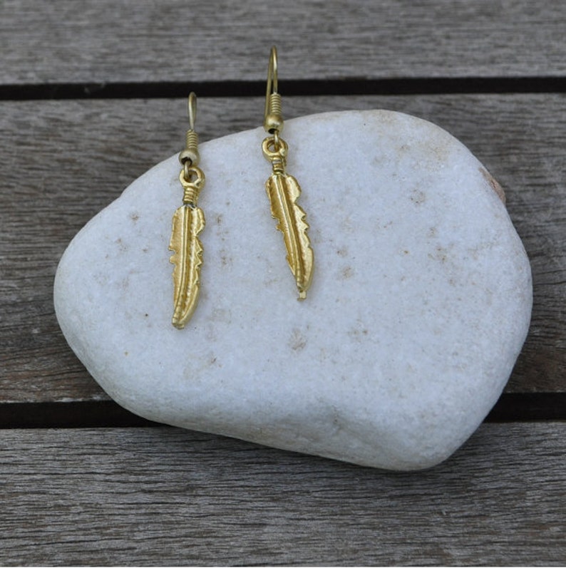 Earrings feather gold