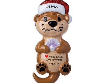 Sea Otter Personalized Ornament -  Love you Like No Otter Christmas Ornament