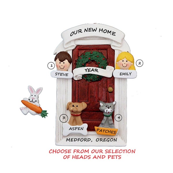 Personalized New Home or Apartment Couple Ornament with Cats, Dogs and Other Pets To Include - Our 1st Apartment - Our First Home with Pets