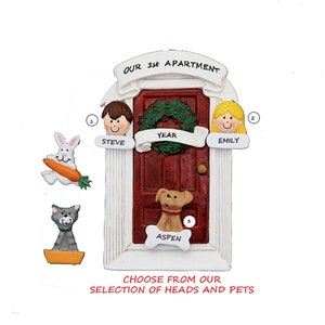Personalized 1st Apartment Couple Ornament with Cat or Dog - Our 1st Apartment Personalized Ornament - New Home - Our First Home with Pet