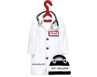 Doctor White Medical Coat Personalized Ornament - Earning Medical Coat Ceremony Christmas Ornament - Doctor Lab Coat