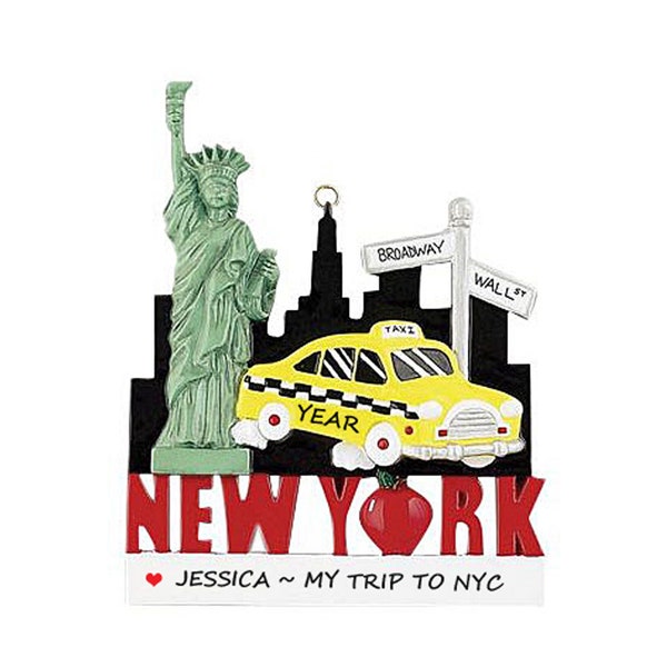 Trip to New York Personalized Ornament - I love NYC Christmas TAXI Ornament