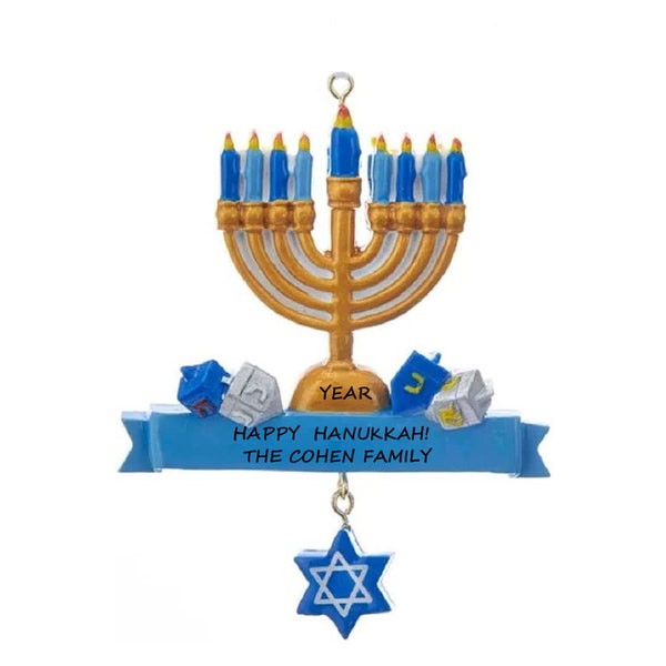 Personalized Hanukkah Ornament - Menorah Candles Ornament - Celebrating Hanukkah