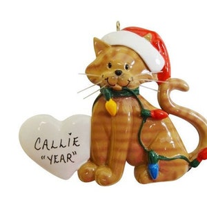 Personalized Cat Kitty Ornament with Christmas Lights - Orange Cat Ornament - Black Cat Ornament - White Cat Ornament - Gray Cat Ornament